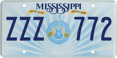 MS license plate ZZZ772