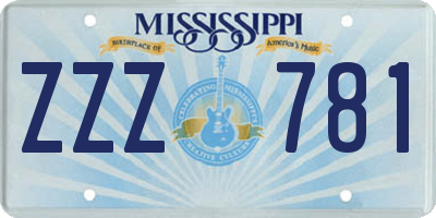 MS license plate ZZZ781
