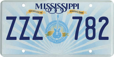 MS license plate ZZZ782