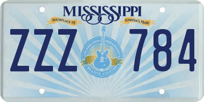 MS license plate ZZZ784