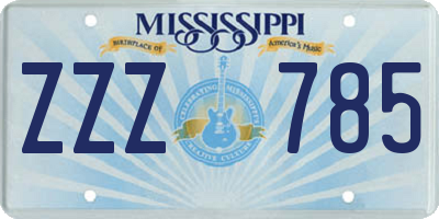 MS license plate ZZZ785