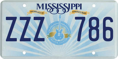 MS license plate ZZZ786