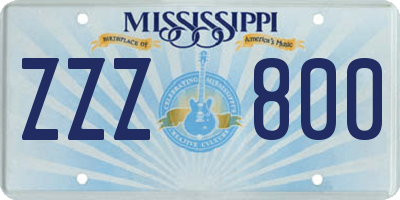 MS license plate ZZZ800