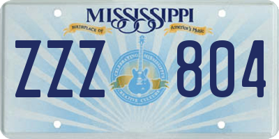 MS license plate ZZZ804