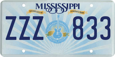 MS license plate ZZZ833