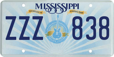 MS license plate ZZZ838