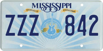 MS license plate ZZZ842