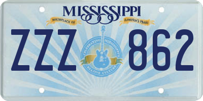 MS license plate ZZZ862