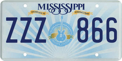 MS license plate ZZZ866