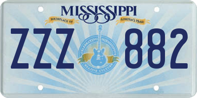 MS license plate ZZZ882