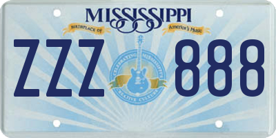 MS license plate ZZZ888