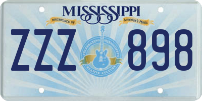 MS license plate ZZZ898