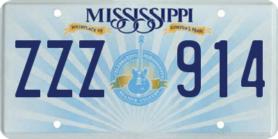MS license plate ZZZ914