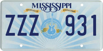 MS license plate ZZZ931