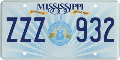MS license plate ZZZ932