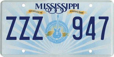 MS license plate ZZZ947