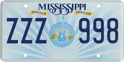 MS license plate ZZZ998