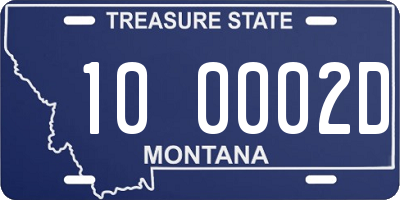 MT license plate 100002D