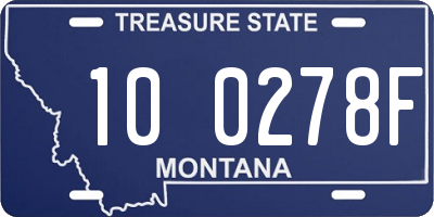 MT license plate 100278F