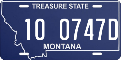 MT license plate 100747D