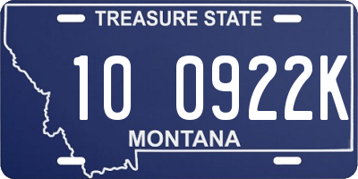 MT license plate 100922K