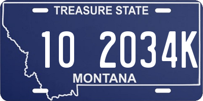 MT license plate 102034K