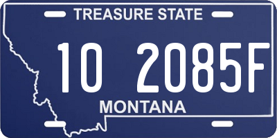 MT license plate 102085F