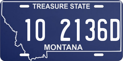 MT license plate 102136D