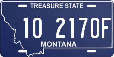 MT license plate 102170F