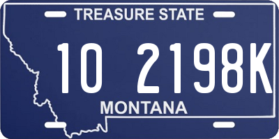 MT license plate 102198K