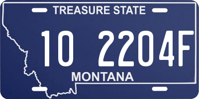 MT license plate 102204F