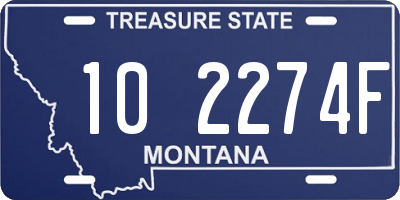 MT license plate 102274F