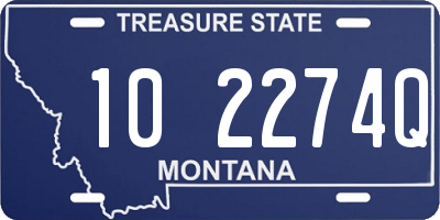 MT license plate 102274Q