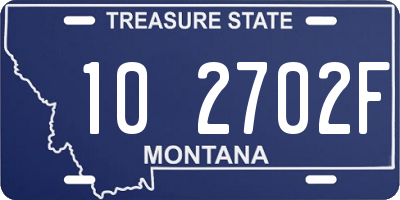 MT license plate 102702F