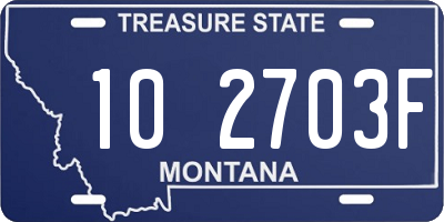 MT license plate 102703F