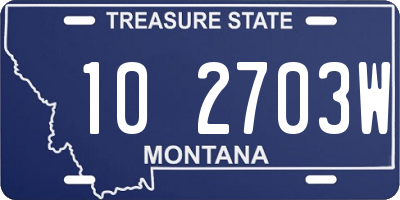 MT license plate 102703W