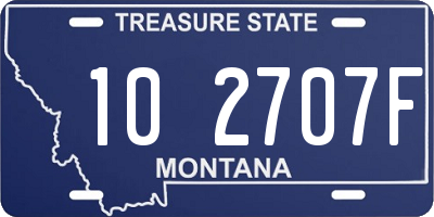 MT license plate 102707F