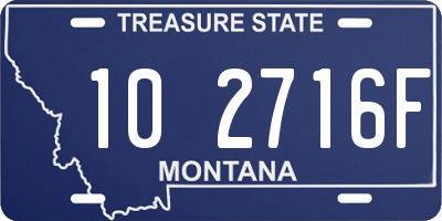 MT license plate 102716F