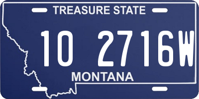 MT license plate 102716W