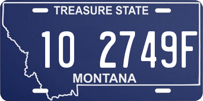 MT license plate 102749F