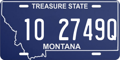 MT license plate 102749Q