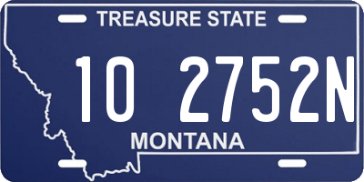 MT license plate 102752N