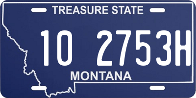 MT license plate 102753H