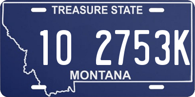 MT license plate 102753K