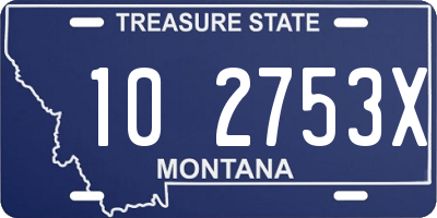 MT license plate 102753X