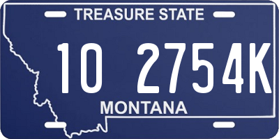 MT license plate 102754K