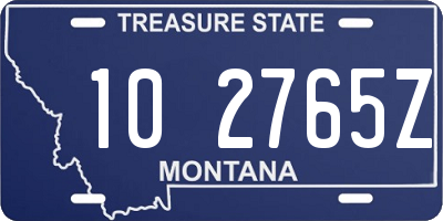 MT license plate 102765Z