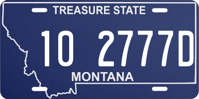 MT license plate 102777D