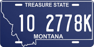 MT license plate 102778K