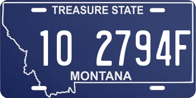 MT license plate 102794F